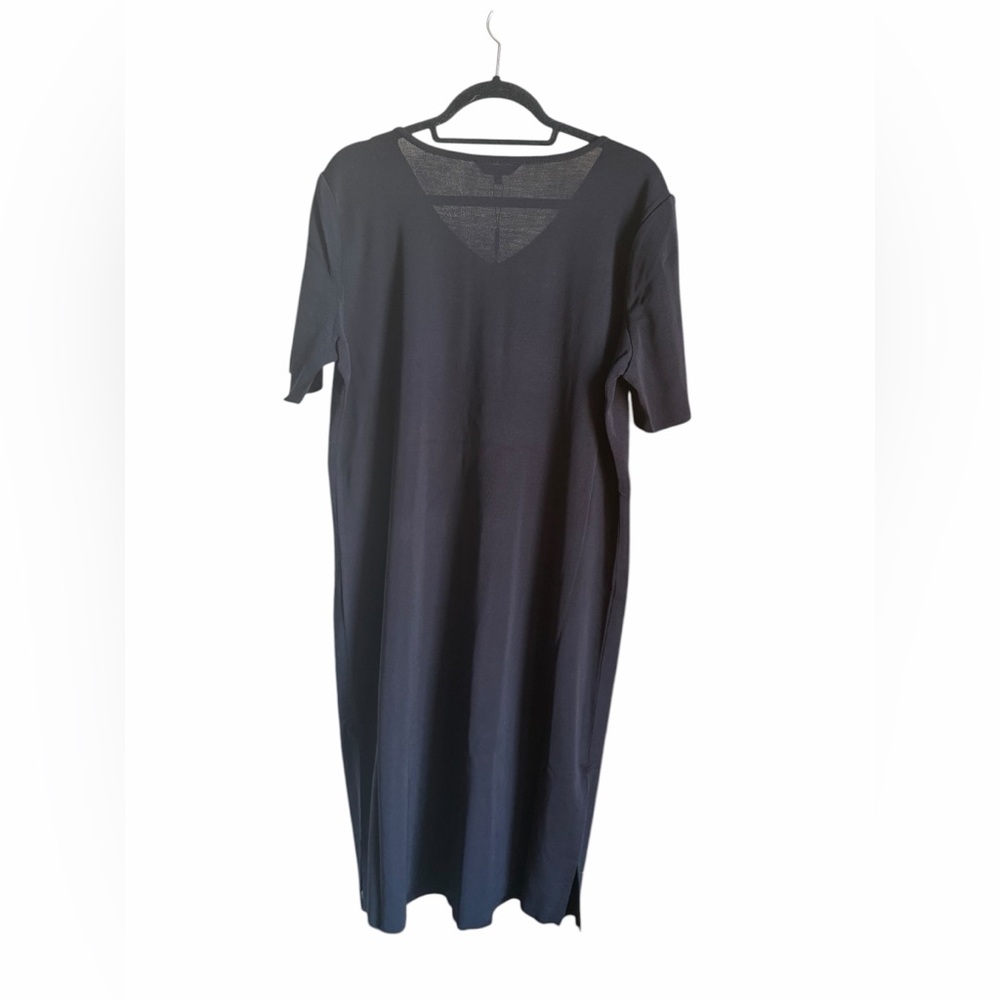 MISOOK Black Short-Sleeve Little Black Work Dress Minimalist Heritage Cocktail - Picture 2 of 7